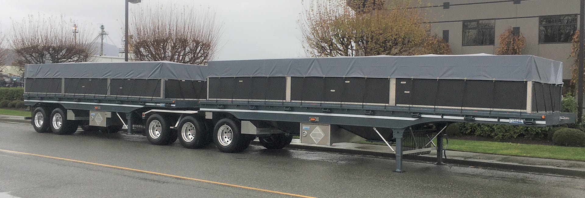 long truck trailer with a load